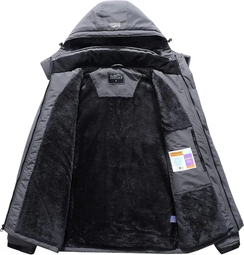 Miniatura 3 de Pooluly - Chaqueta impermeable de invierno, esquí, snowboard, para hombre, con capucha, rompevientos.