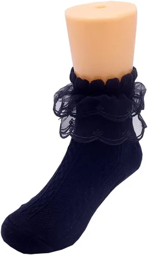 Miniatura 3 de Xiyadun Calcetines de algodón con ribete de encaje con volantes para niñas pequeñas