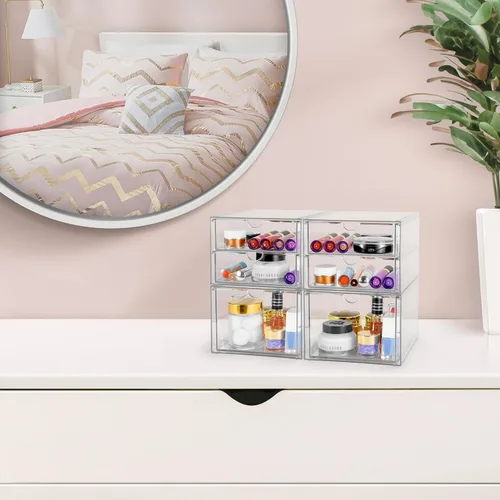 Miniatura 2 de Sorbus Organizador de maquillaje con 6 cajones, organizador de cajones de acrílico para maquillaje, organización y almacenamiento de oficina
