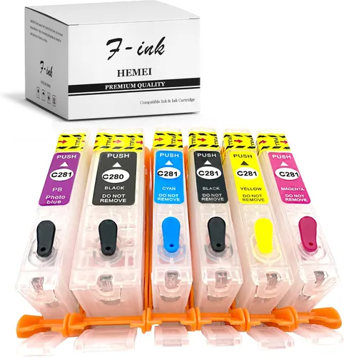 Fink Cartuchos de tinta recargables vacíos de 6 colores de repuesto para Canon 280xxl 281xxl PGI-280XXL CLI-281XXL para impresora Pixma TS9120