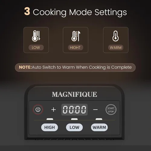 Miniatura 3 de Olla de cocción lenta programable de 4 cuartos de galón con plato de hornear de cerámica - Pequeño electrodoméstico de cocina perfecto para cenas