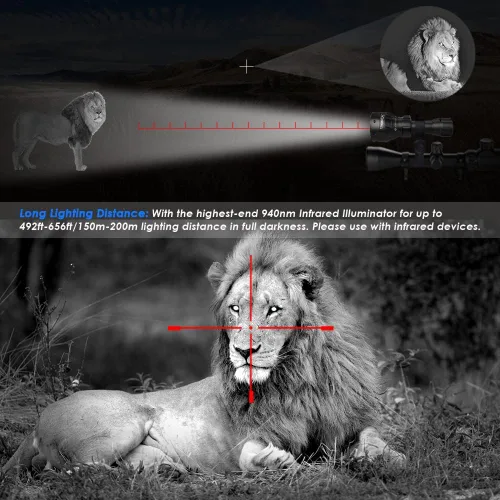 Miniatura 7 de 1503 Linterna infrarroja 940nm IR Iluminador Linterna Luces para Visión Nocturna, Luz de antorcha infrarroja Zoomable Función de memoria de 3 modos