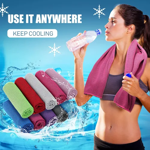 Miniatura 6 de BBTO Paquete de 50 toallas refrescantes a granel – Toalla de hielo transpirable de microfibra para cuello frío y cara – Yoga de verano, deportes