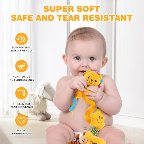 Miniatura 4 de Jollybaby Juguetes para cochecito de cuna y asiento de automóvil para bebé de 0 a 12 meses, juguetes sensoriales colgantes para el tiempo de barriga