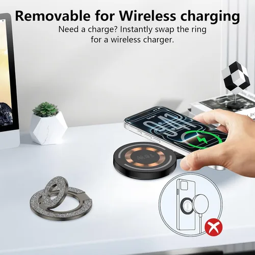 Miniatura 6 de Anillo magnético para teléfono MagSafe Grip, soporte magnético de doble cara para iPhone Air 17 16 16e 15 14 13 12 Pro Max Mini Plus, soporte