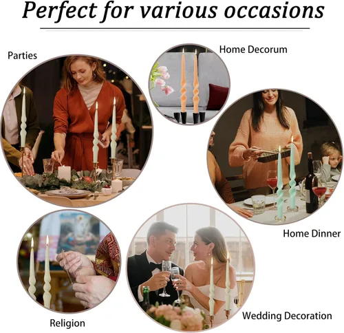 Miniatura 4 de Velas cónicas torcidas blancas de 10 pulgadas, elegantes velas en espiral para decoración de primavera, mesa de Pascua, día de la madre, sin goteo