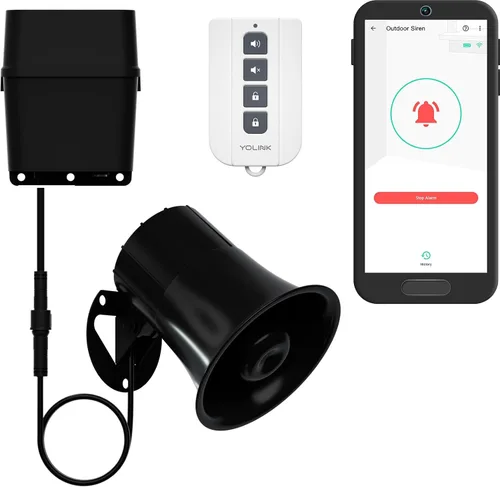 Miniatura 13 de YoLink Kit de sirena de seguridad para exteriores y controlador de alarma inteligente: 110 dB, inalámbrico, alimentado por batería, alcance de 1/4