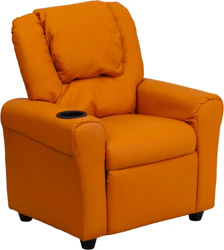 Miniatura 19 de Flash Furniture - Sillón reclinable contemporáneo para niños, color beige vinilo con base para vasos y reposacabezas