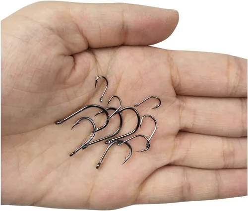 Miniatura 4 de 300pcs pequeños anzuelos de pesca negro alto carbono ganchos de pesca Set 6 tamaños con una caja de plástico 500 unidades doradas