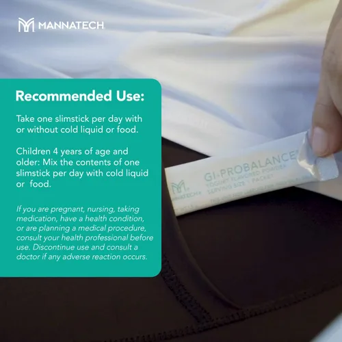 Miniatura 6 de Mannatech Prebióticos y probióticos, 30 slimsticks, sabor a yogur, GI-ProBalance con mezcla MannaBiótica, polvo pre y probióticos para la salud