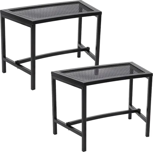 Sunnydaze Banco curvado de malla para exteriores, juego de banco de metal para patio, asientos exteriores resistentes para patio trasero o hoguera,