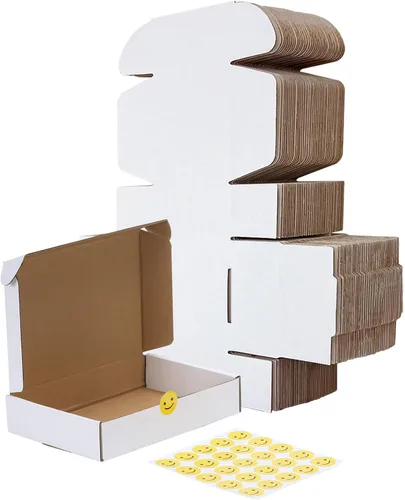 Miniatura 52 de RLAVBL Juego de 25 cajas de envío de 10 x 8 x 3, caja de cartón corrugado blanca para embalaje, correo, negocios Blanco