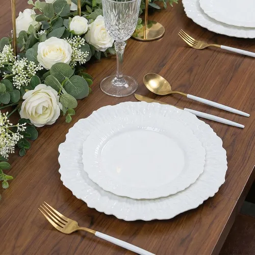 Miniatura 35 de Efavormart - Juego de 20 platos de plástico con diseño de arrecife negro, platos de fiesta de postre y aperitivo de 7 pulgadas, elegante vajilla
