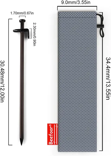 Miniatura 4 de Estacas de acero resistente para tienda de campaña, estacas de lona para acampar al aire libre, toldo y lona, 12 pulgadas, paquete de 8/10/12 piezas