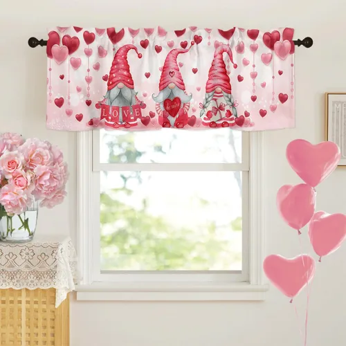 Miniatura 23 de Cortina de cenefas para el 4 de julio, diseño de corazón y bandera americana, cortina patriótica para ventanas de cocina, rojo, blanco y azul