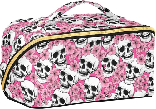 Miniatura 25 de Bolsa Organizadora de Maquillaje, Bolsa de Maquillaje de Halloween con Murciélagos Negros y Cielo Nocturno con Estrellas, Bolsa de Maquillaje