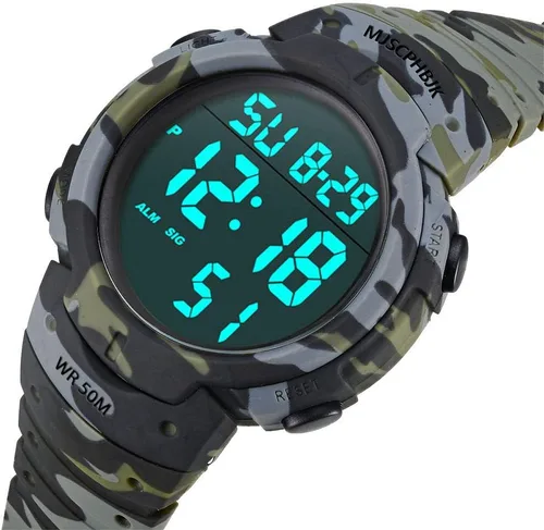 Miniatura 3 de MJSCPHBJK Reloj digital para hombre, reloj militar deportivo, resistente al agua, cronógrafo para exteriores, con luz LED, alarma, fecha, Azul