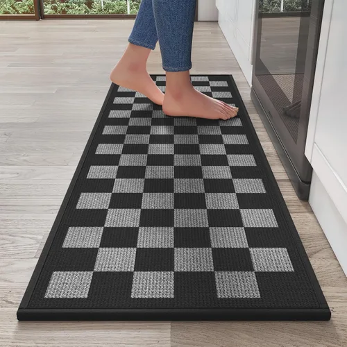 Miniatura 59 de YDKGL Tapetes de cocina para piso, alfombras de cocina súper absorbentes, antideslizantes, lavables, de lino sintético suave trenzado, alfombra