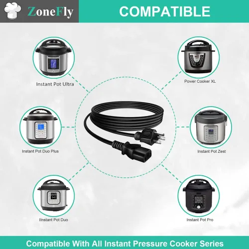 Miniatura 3 de Zonefly Cable de alimentación original compatible con olla a presión eléctrica Instant Pot, olla rápida Power Quick Pot, arrocera, máquina de leche