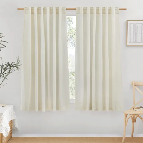 Miniatura 25 de NICETOWN Cortinas de lino grueso para dormitorio, privacidad añadida, bolsillo para barra y pestaña trasera, no se transparentan, mezcla de lino