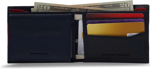 Miniatura 67 de Tommy Hilfiger Cartera de piel auténtica para hombre con ventana de identificación y múltiples ranuras para tarjetas