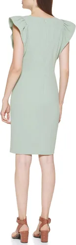 Miniatura 4 de Calvin Klein Vestido tubo hasta la rodilla con mangas aleteadas para mujer