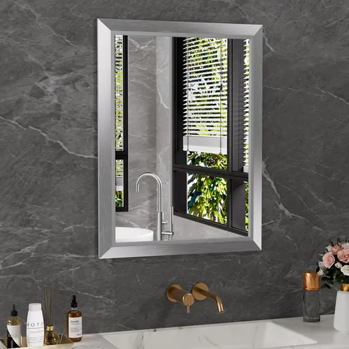 Miniatura 52 de Amorho Espejo de Baño Negro, Espejos de Pared de 24x30 Pulgadas con Marco de Metal Grueso para Sobre el Fregadero, Dormitorio, Sala de Estar