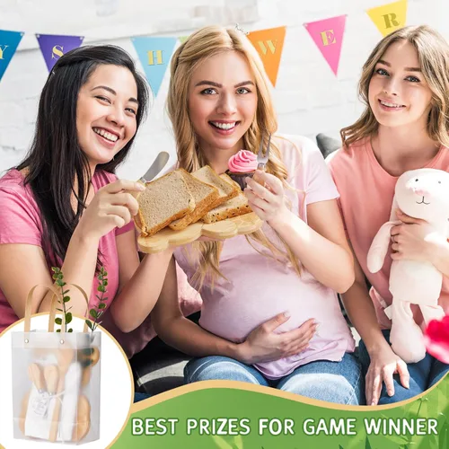 Miniatura 6 de Premios de baby shower para ganadores de juegos, tabla de queso en forma de oso, regalo con cucharas, esparcidores de mantequilla, bolsas de regalo