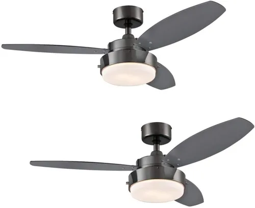 Miniatura 2 de Ciata Ventilador de techo para dormitorio con luz, ventilador de techo interior de aleación de 42 pulgadas con acabado metálico de pistola con Gris