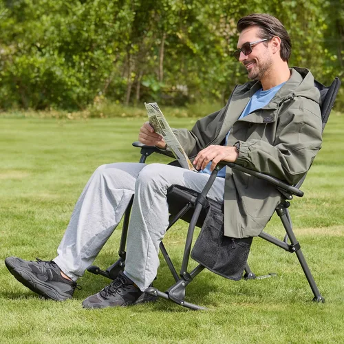 Miniatura 9 de Rocking Camping Chair for Adults, Portable Chairs with Cup Holder and Side Pocket, Outdoor Folding Rocker Chair,2PCS-Black