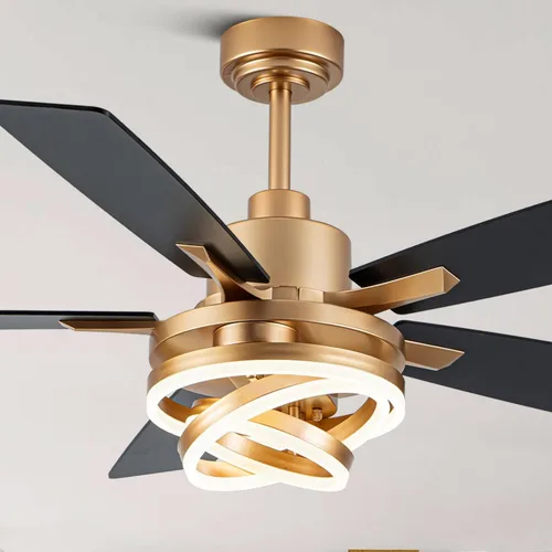 Miniatura 14 de Ventilador de techo de 52 pulgadas con luces y control remoto, moderno ventilador de techo plateado, lámpara LED, silenciosa, reversible, motor
