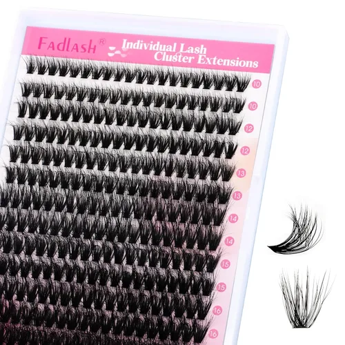 Miniatura 21 de Racimos de pestañas individuales, bandeja mixta, rizado D, extensiones para colocar en casa (40D-0.07 mm-D, 15/32 de pulgada-45/64 de pulgada)