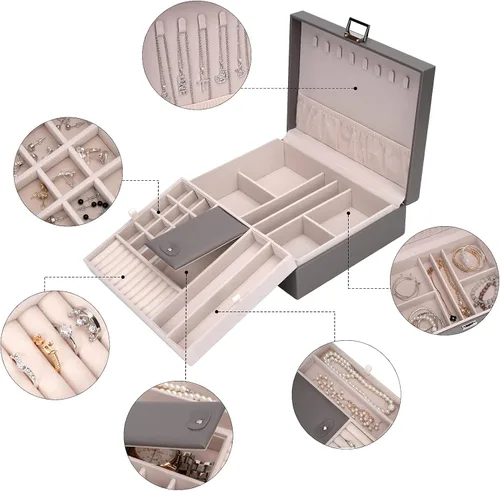 Miniatura 4 de Almacenamiento y organizador Joyero Caja de almacenamiento de joyería Caja de almacenamiento de joyas de viaje Organizador Casos contenedores