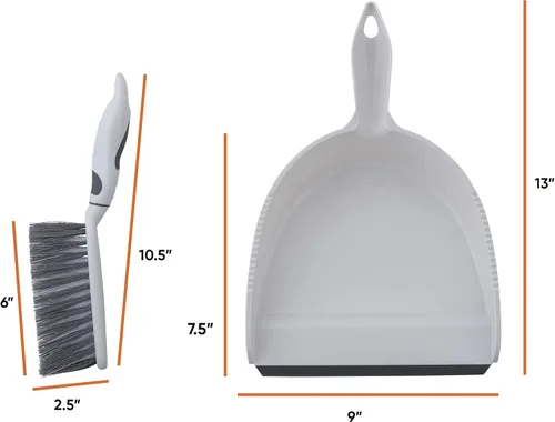 Miniatura 3 de Superio Juego de cepillo y recogedor, borde de goma para una fácil recogida de la suciedad, juego de escobas de plástico duradero con mango de Gris