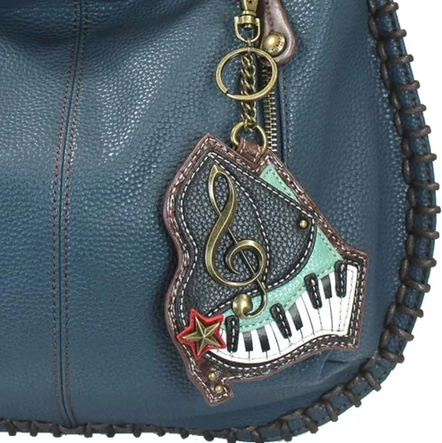 Miniatura 3 de Chala Bolsos de mano estilo casual suave con hombro grande o bolso cruzado con llavero color azul marino Búho
