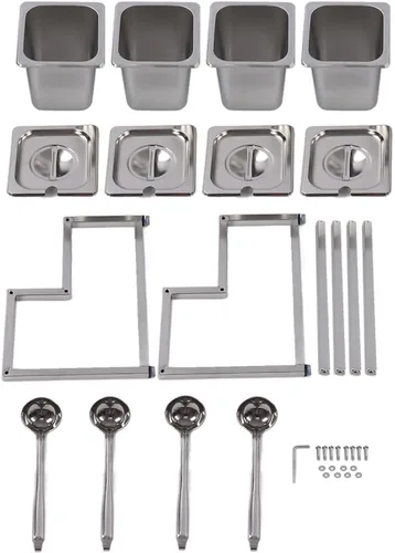 Miniatura 5 de Diydeg Juego de tarros, caja de condimentos retráctil de 2 niveles de acero inoxidable con 4 o 6 compartimentos, caja contenedor de condimentos