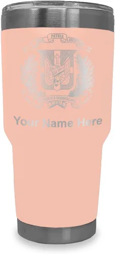 Miniatura 8 de LaserGram Taza aislada al vacío de 20 onzas, escudo de armas, República Dominicana, grabado personalizado incluido (gris)