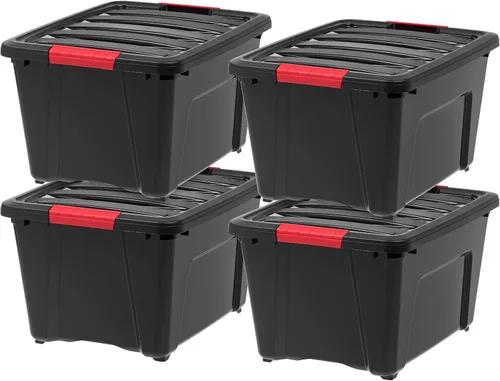 Miniatura 9 de IRIS USA - Caja de almacenamiento de plástico de 13 cuartos de galón con tapa y pestillos – Paquete de 6 – sin BPA, solución de organización