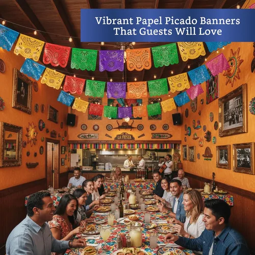 Miniatura 9 de Pancartas de fiesta mexicana (paquete de 2 con 10 banderas de plástico por bandera), papel picado mexicano para fiesta, papel picado de plástico