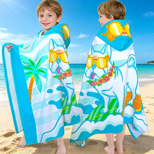 Miniatura 32 de VOOVA & MOVAS Toalla de playa con capucha para niños de 3 a 8 años, 30 x 50 pulgadas, suave, gruesa, grande, 100% algodón, absorbente para playa