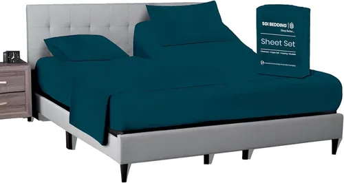 Miniatura 10 de SGI bedding Sábana Queen de 28" con Parte Superior Dividida Flex Head, 100% Algodón Egipcio, Cuenta de Hilos 1000, Sábana Superior Flex para Cama