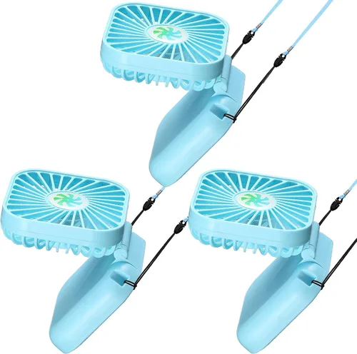 Miniatura 11 de Hortsun 3 piezas de ventilador portátil de collar a granel, mini ventilador de mano personal recargable por USB, pequeños regalos de refrigeración