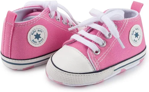 Miniatura 8 de Meckior - Zapatos deportivos de lona para bebé, con suela suave y caña alta, para sus primeros pasos y estar en la cuna
