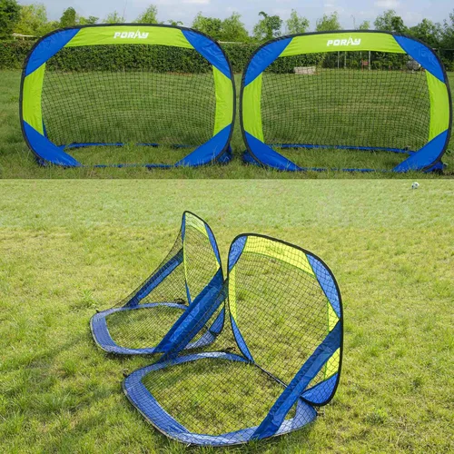 Miniatura 7 de Porayhut Juegos de portería de fútbol y pelotas desplegables para entrenamiento, juego de 2, fácil montaje con bolsa de transporte compacta, regalo