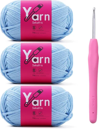 Miniatura 55 de Hilo de Crochet con Hilo de Algodón para Crochet – Hilos de Crochet Tejido para Principiantes con Puntadas Fáciles de Ver – Hilo para Crochet