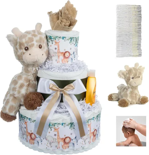 Miniatura 10 de Lil' Baby Cakes Pastel de Pañales Azul para Niño - Hace un Hermoso Regalo para Bebé Niño - Adorable y Práctico - Hecho a Mano con 42 Pañales