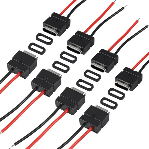 Miniatura 10 de 8pcs Bare Board Type-C Female Chassis Waterproof 2P Solder Wire Type USB C Pigtail Cable Extension Power Cable USB-C Plug to 2 Pin Bare Wire Open