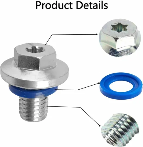 Miniatura 3 de 6 tapones de drenaje de aceite M12-1.75, cabeza hexagonal de 0.591 in con Torx T45, compatible con vehículos GMC Buick Cadillac Chevrolet 2013-2022