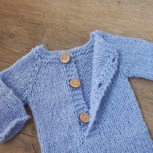 Miniatura 6 de Zeroest Conjunto de punto de ganchillo para sesión de fotos para niño recién nacido, gorro de oso con pies, mameluco con pies, para fotografía