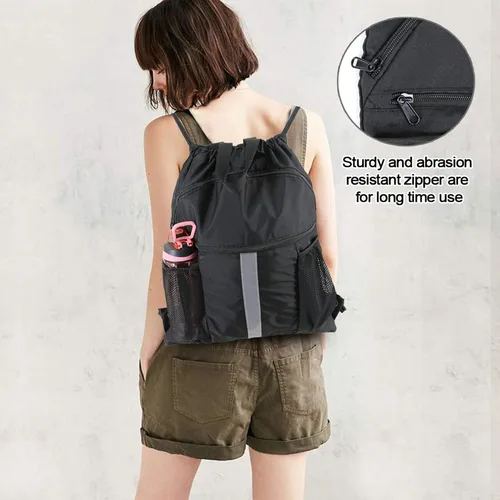 Miniatura 6 de BeeGreen Mochila con cordón y compartimento para zapatos, mochila unisex